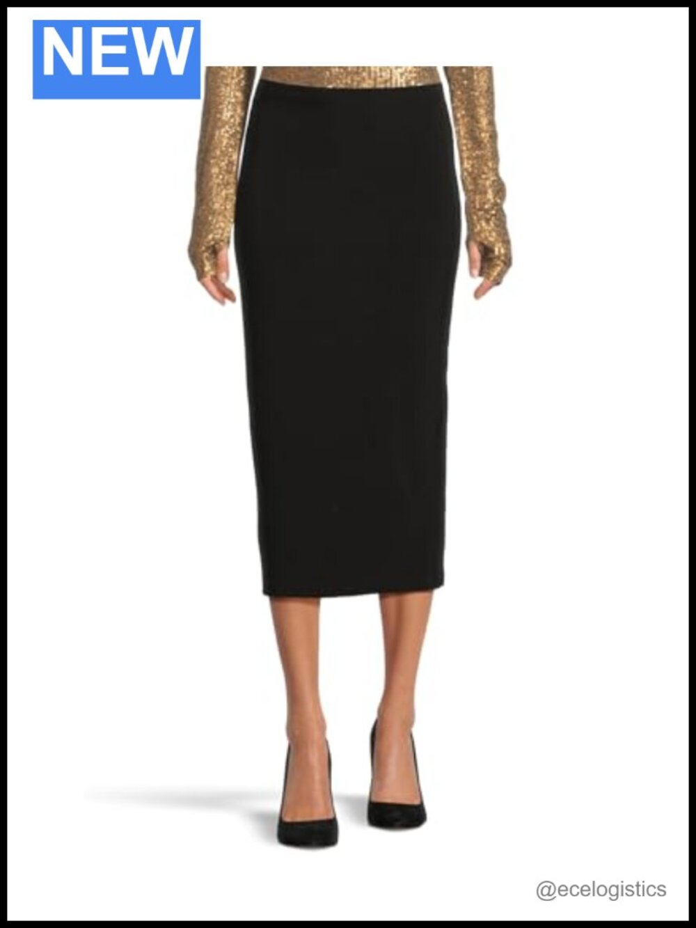 High-Rise Pencil Skirt with Back Vent - Slim Fit & Stretch